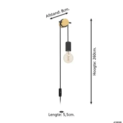 Wandlampen-EGLO Buddon Wandlamp - E27 - 5,5 cm - Bruin/Zwart