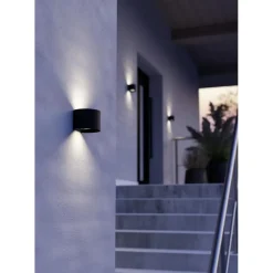 Wandlampen-EGLO Calpino 3 Wandlamp - LED - IP54 - Binnen/- Zwart