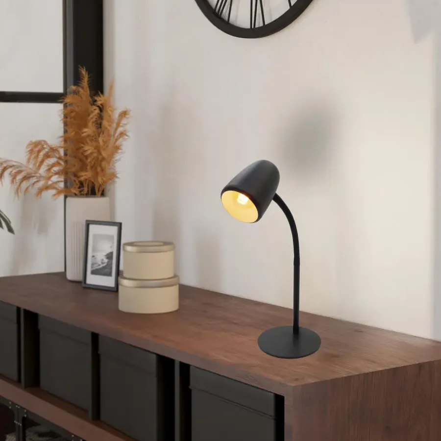 Bureaulampen|Bureaulampen-EGLO Carlo Tafellamp - Bureaulamp - E14 - 46 cm - Zwart - Kantelbaar