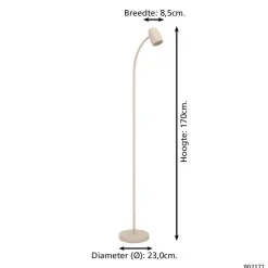 EGLO Carlo Vloerlamp - E14 - 170 cm - Zandkleur - Kantelbaar