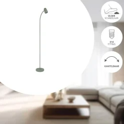 Staande Lampen-EGLO Carlo Vloerlamp - E14 - 170 cm - Groen - Kantelbaar