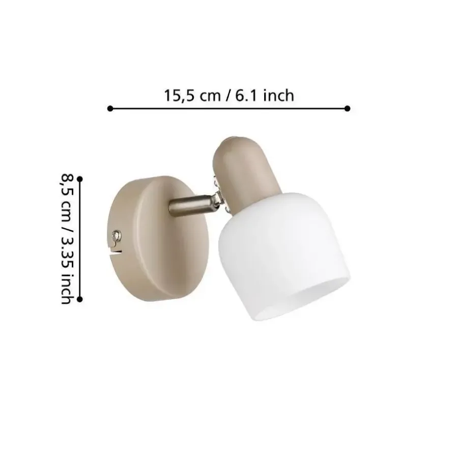 Spots-EGLO Corato Spot - E14 - 15.5 cm - Wit/Beige - Glas