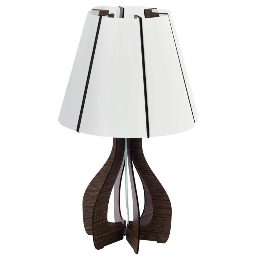 Tafellampen-EGLO Cossano Tafellamp - E27 - Kunststof/Hout - Wit/Bruin