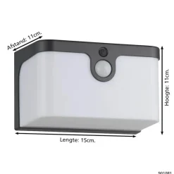 EGLO Croara Solar Wandlamp - LED - 15 cm - Antraciet/Wit