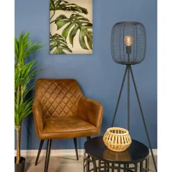 Staande Lampen-EGLO Derwen Vloerlamp - E27 - Metaal - Zwart