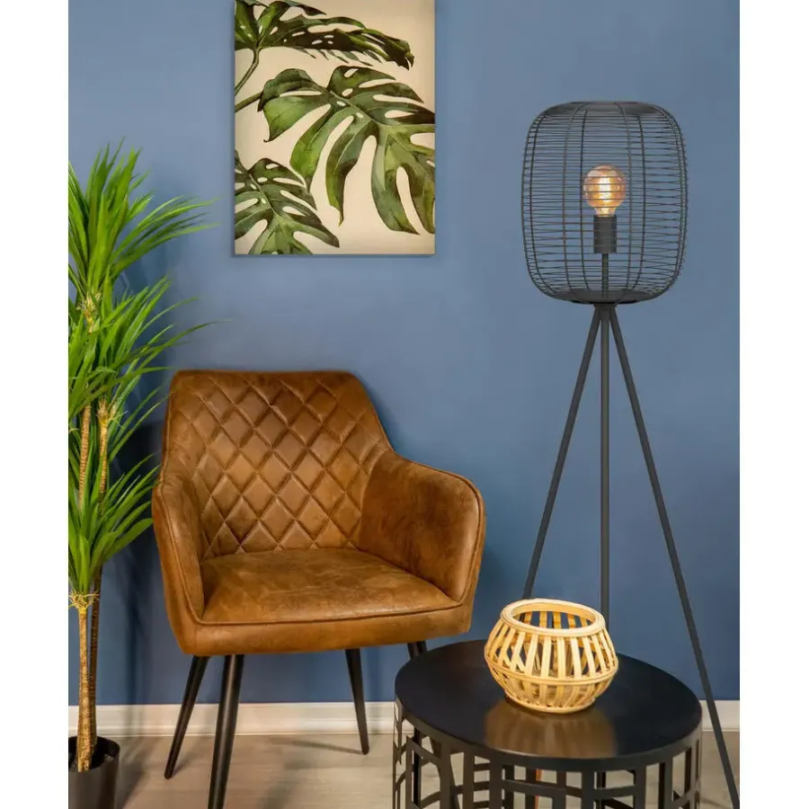 Staande Lampen-EGLO Derwen Vloerlamp - E27 - Metaal - Zwart