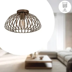 Plafondlampen-EGLO Espinal Plafondlamp - E27 - Ø 38.5 cm - Brons - Staal