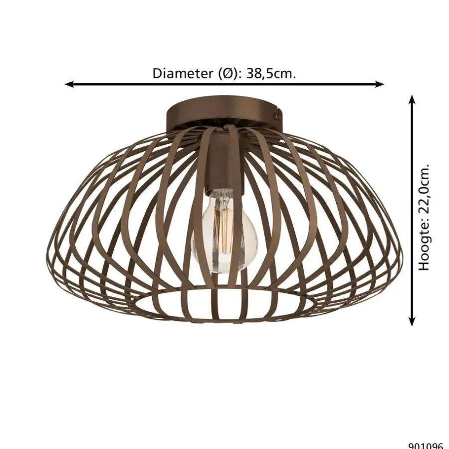 Plafondlampen-EGLO Espinal Plafondlamp - E27 - Ø 38.5 cm - Brons - Staal
