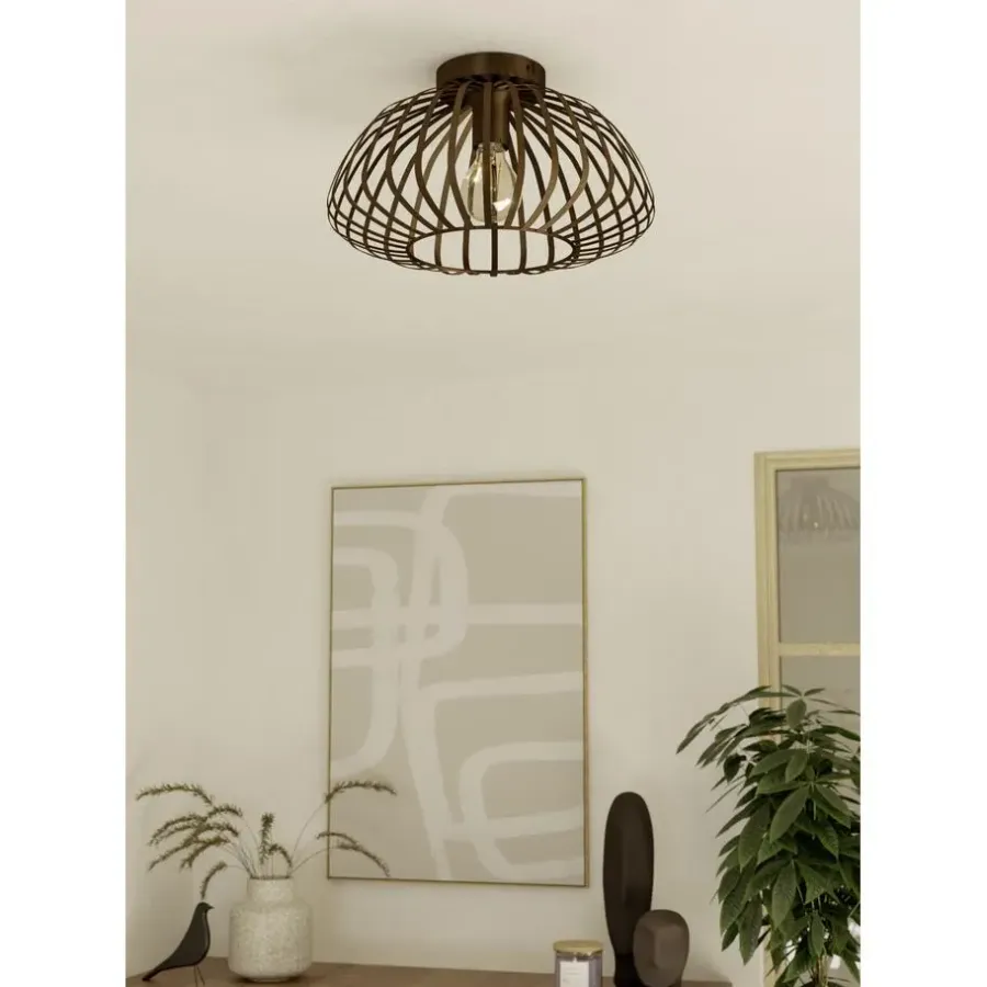 Plafondlampen-EGLO Espinal Plafondlamp - E27 - Ø 38.5 cm - Brons - Staal