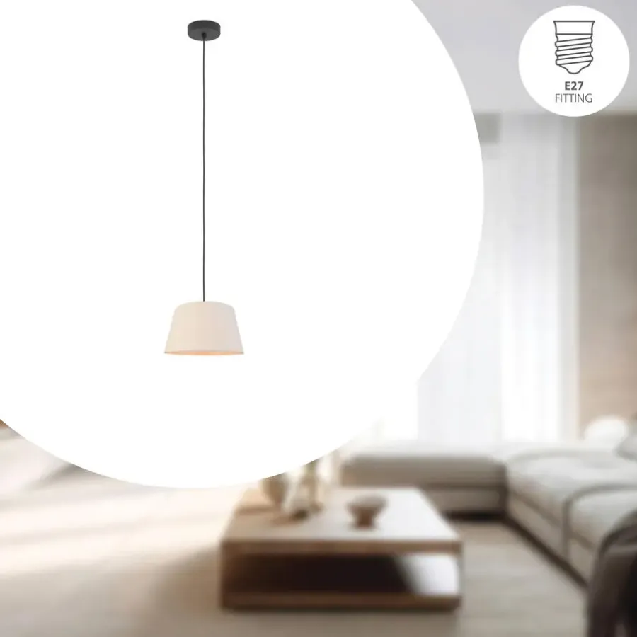 Hanglampen-EGLO Febres Hanglamp - E27 - teddy stof - Zwart/Wit