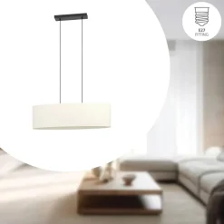 Hanglampen-EGLO Febres Hanglamp - E27 - teddy stof - Zwart/Wit