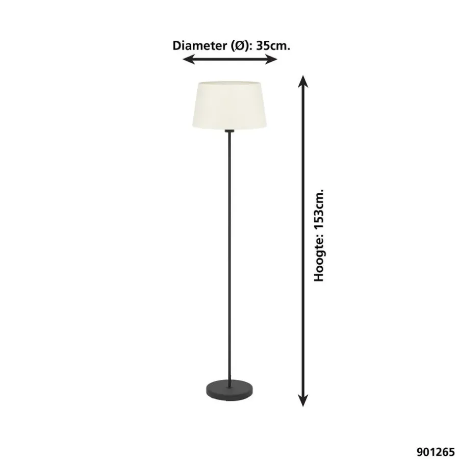 EGLO Febres Staande lamp - E27 - teddy stof - Zwart/Wit