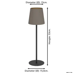 EGLO Fiorana Tafellamp - E14 - 53 cm - Zwart/Cappucino/Goud