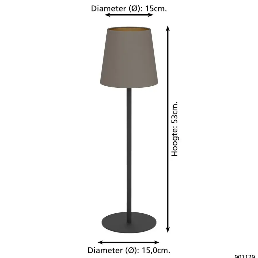 EGLO Fiorana Tafellamp - E14 - 53 cm - Zwart/Cappucino/Goud
