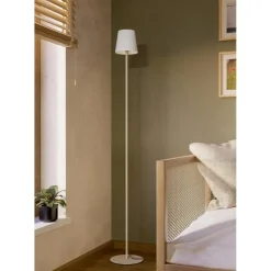 Staande Lampen-EGLO Fiorana Vloerlamp - E14 - Hoogte 140,5 cm - Zandkleur/Wit