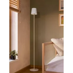 Staande Lampen-EGLO Fiorana Vloerlamp - E14 - Hoogte 140,5 cm - Zandkleur/Wit