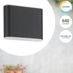 EGLO Grutti Wandlamp - LED - 11,5 cm - Antraciet