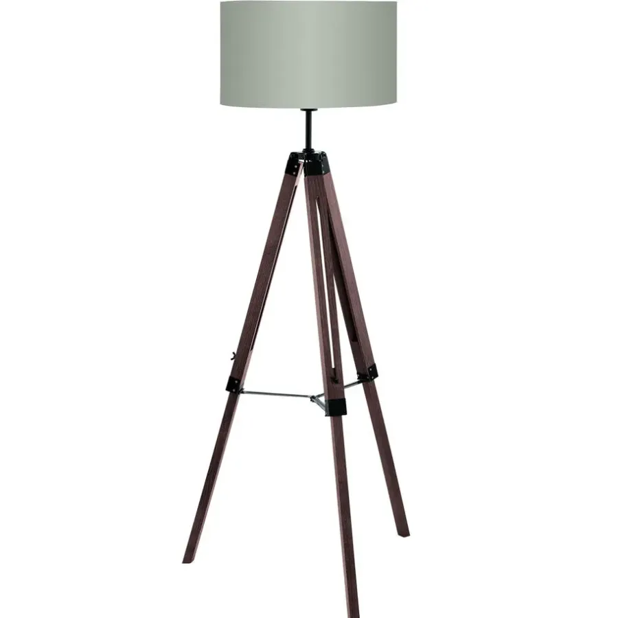 Staande Lampen-EGLO Lantada Vloerlamp - E27 - 143 cm - Noten/Taupe