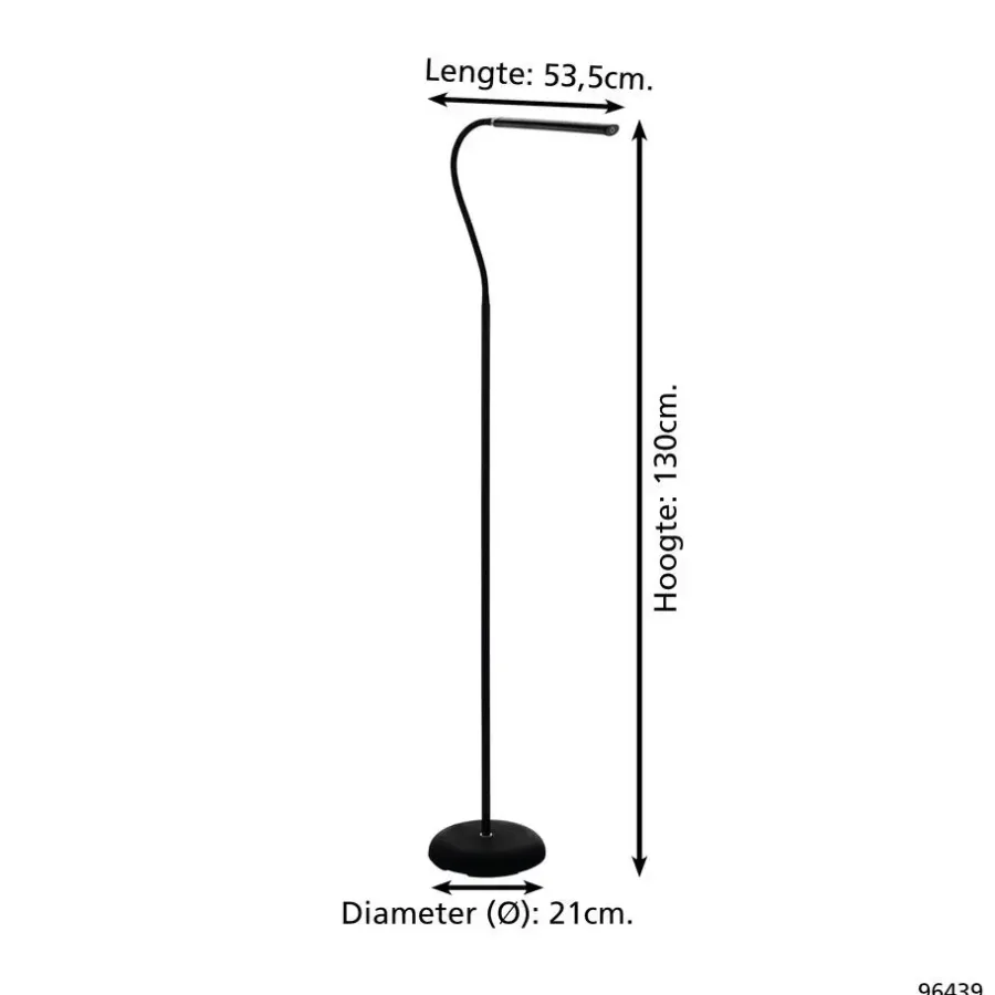 Staande Lampen-EGLO Laroa Vloerlamp - LED - 130 cm - Zwart