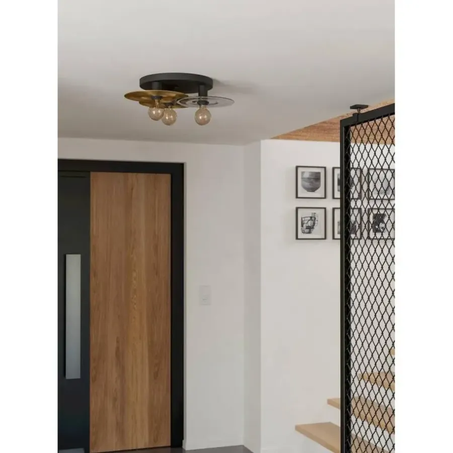EGLO Lintmill Plafondlamp - E27 - Ø 53 cm - Zwart/Goud/Grijs