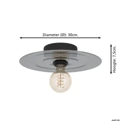 EGLO Lintmill Plafondlamp - Wandlamp - E27 - Ø 30 cm - Zwart/Grijs