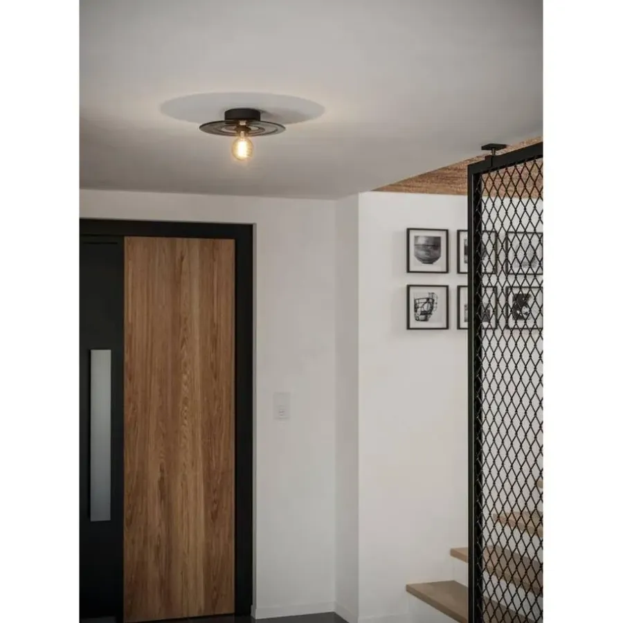 EGLO Lintmill Plafondlamp - Wandlamp - E27 - Ø 30 cm - Zwart/Grijs