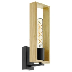 Wandlampen-EGLO Littleton Wandlamp - E27 - 11 cm - Zwart/Bruin