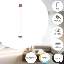 Staande Lampen-EGLO Mannera-L Staande lamp - USB-C - H 140 cm - Roestbruin