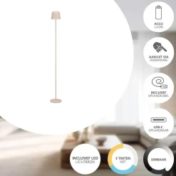 Staande Lampen-EGLO Mannera-L Staande lamp - USB-C - H 140 cm - Zand