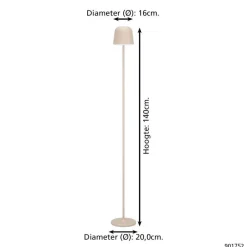 Staande Lampen-EGLO Mannera-L Staande lamp - USB-C - H 140 cm - Zand