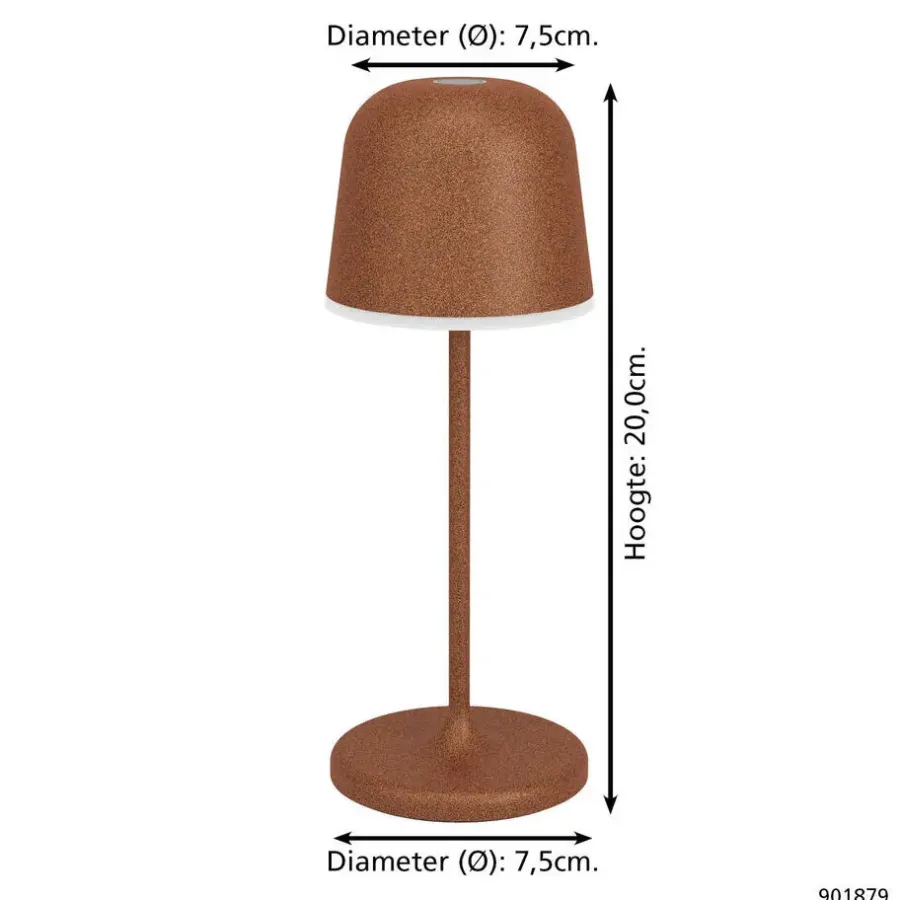 Tafellampen-EGLO Mannera-S Tafellamp/Priklamp - USB-C - H 20 cm - Roestbruin