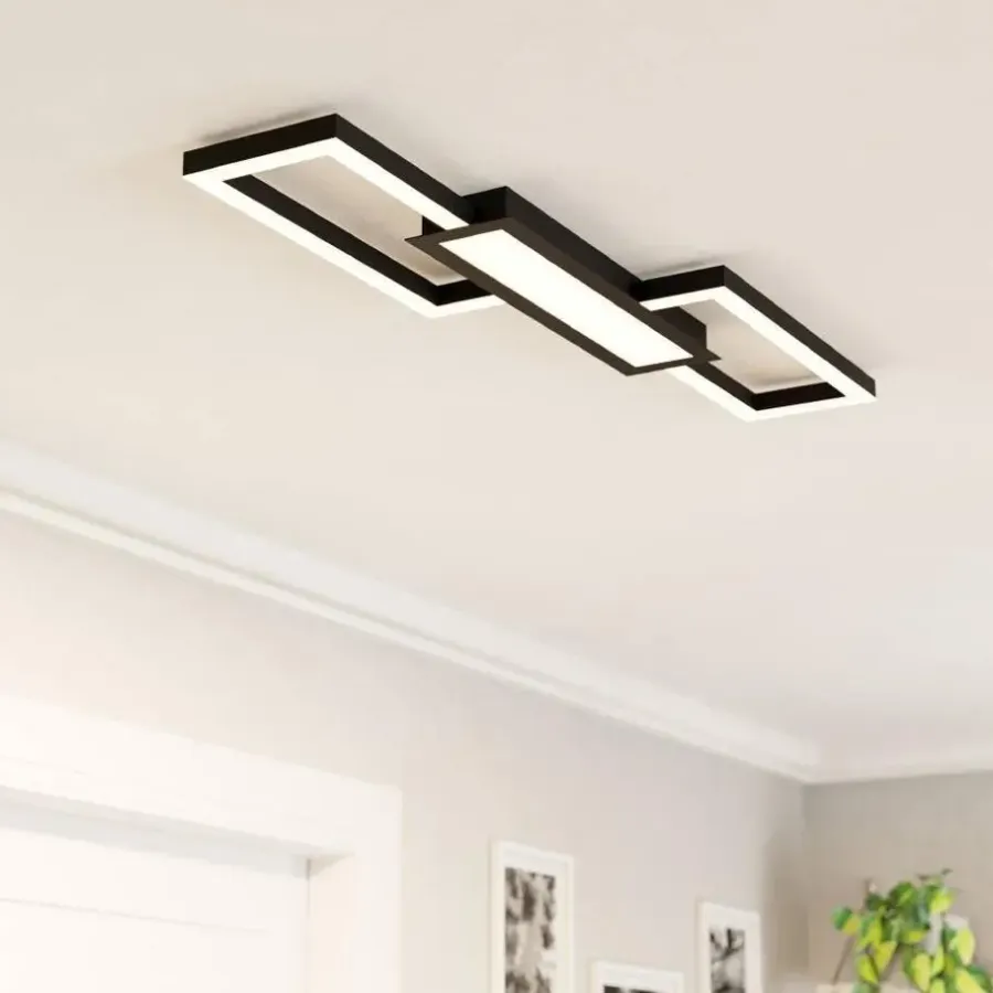 Plafondlampen-EGLO Monirote Plafonnière - LED - 78 cm - Zwart