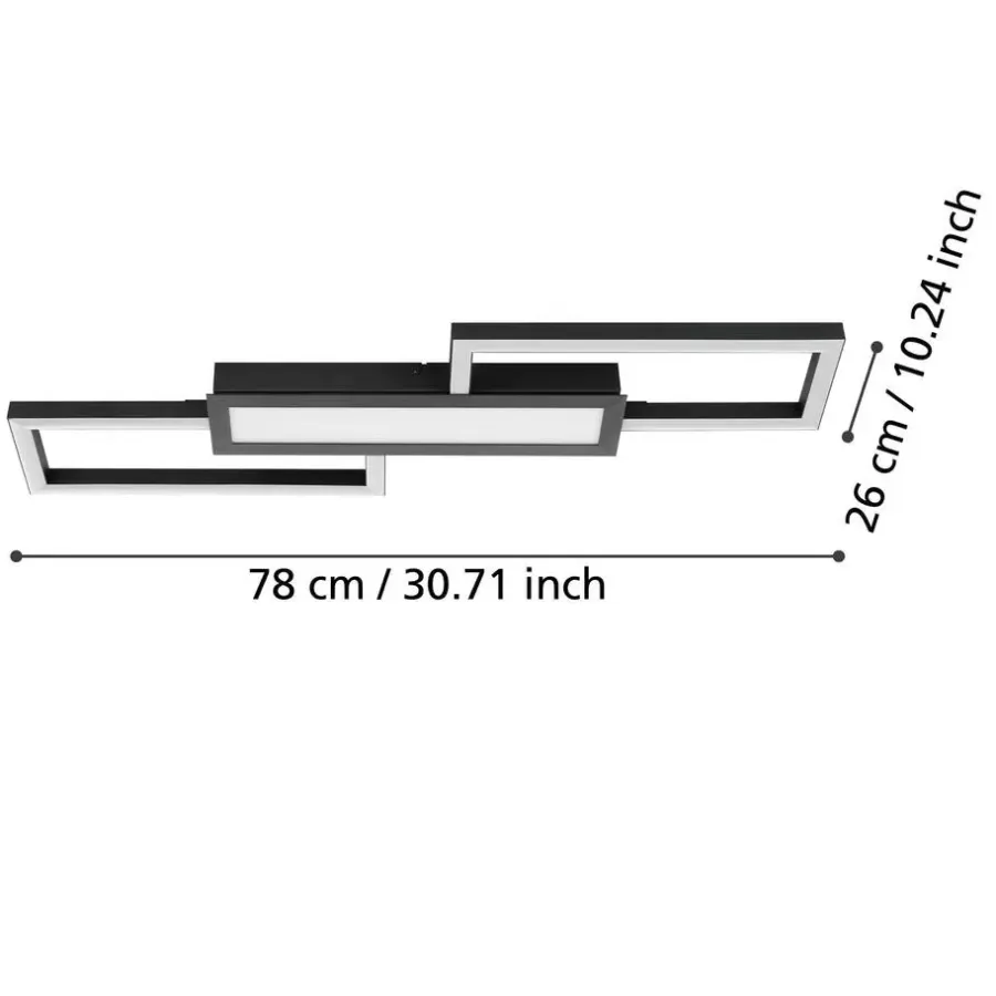 Plafondlampen-EGLO Monirote Plafonnière - LED - 78 cm - Zwart