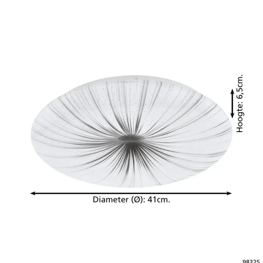 EGLO Nieves Wandlamp/Plafondlamp - LED - Ø 41 cm - Wit/Zilver