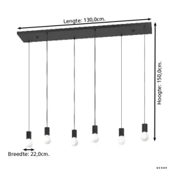 Hanglampen-EGLO Nogalte hanglamp - E27 - 130 cm - Rechthoek - Zwart