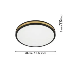 Plafondlampen-EGLO Pescaito Plafond- en Wandlamp - LED - Ø 28 cm - Zwart/Wit/Goud