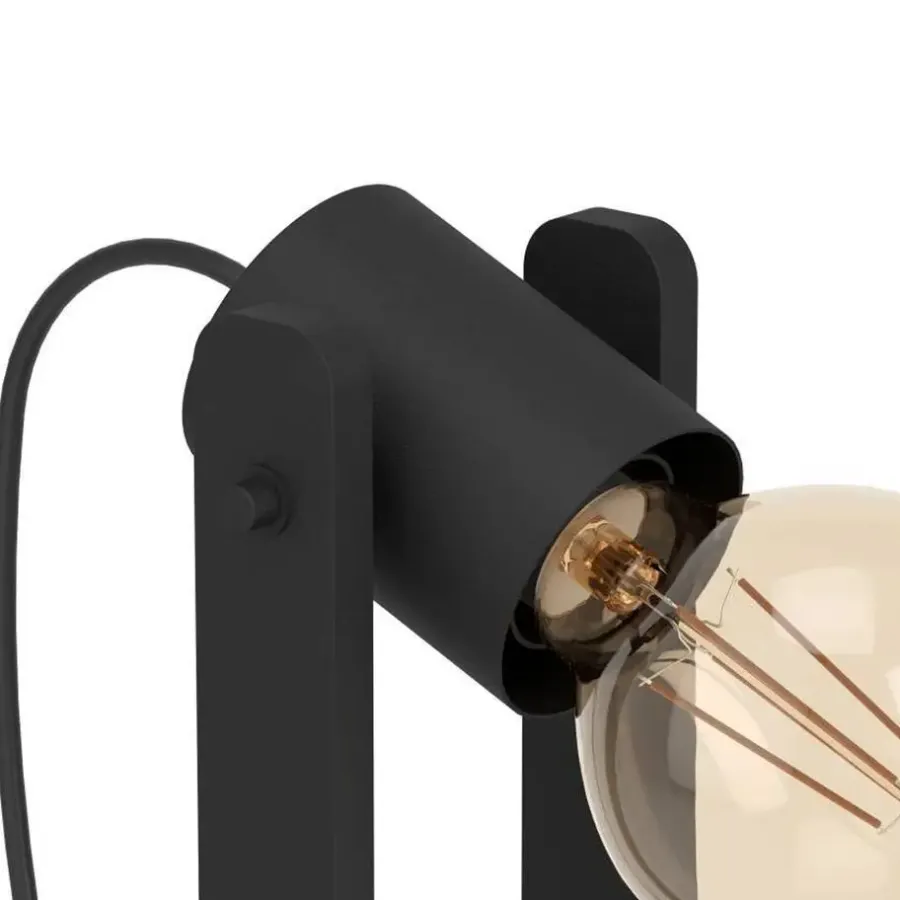 EGLO Plimsoll Tafellamp - E27 - 25,5 cm - Zwart - Hout