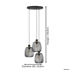 Hanglampen-EGLO Pocicas Hanglamp - E27 - Ø 35 cm - Zwart/Goud