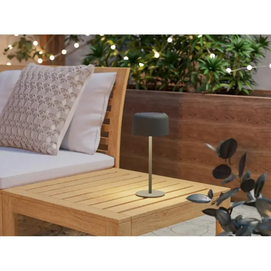 Buitenverlichting|Tafellampen-EGLO Roccanova Tafellamp - Solar - 30 cm - Groen - Oplaadbaar