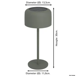 Buitenverlichting|Tafellampen-EGLO Roccanova Tafellamp - Solar - 30 cm - Groen - Oplaadbaar