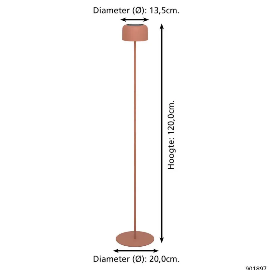 EGLO Roccanova-L Vloerlamp - Solar - 120 cm - Oranje - Oplaadbaar