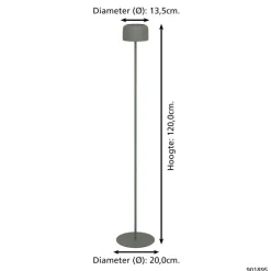 EGLO Roccanova-L Vloerlamp - Solar - 120 cm - Groen - Oplaadbaar