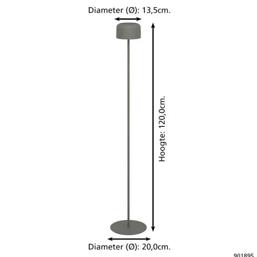 EGLO Roccanova-L Vloerlamp - Solar - 120 cm - Groen - Oplaadbaar