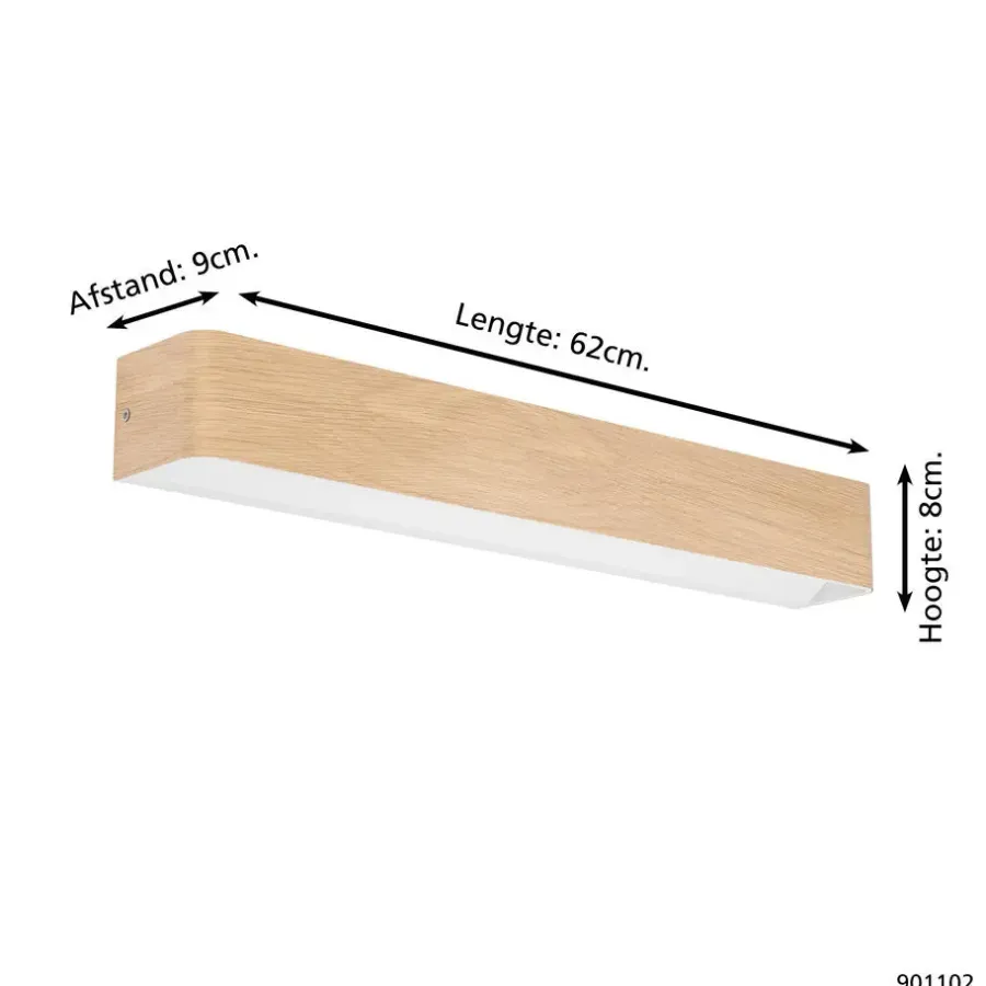 EGLO Sania 6 Wandlamp - LED - 62 cm - Bruin/Wit