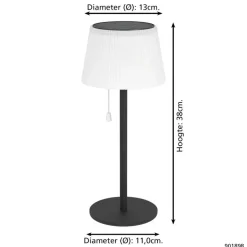EGLO Scordiano Tafellamp - Solar - 38 cm - Zwart
