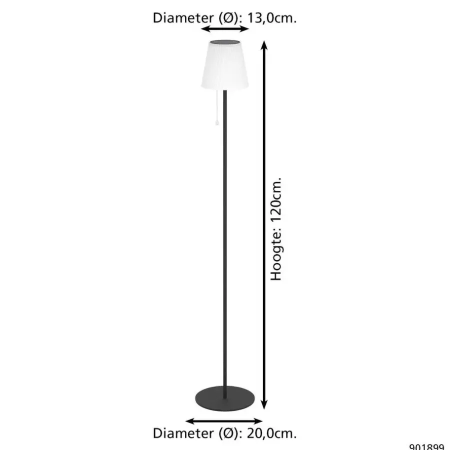 Staande Lampen-EGLO Scordiano-L Vloerlamp - Solar - 120 cm - Zwart