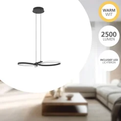 EGLO Serpins Hanglamp - LED - 66 cm - Zwart/Wit