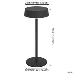 EGLO Simeri Tafellamp Buiten - Solar - 31 cm - Zwart - Oplaadbaar