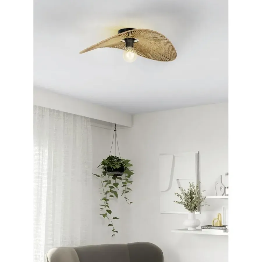Plafondlampen-EGLO Siruela Plafondlamp - E27 - 56 cm - Papier - Natuur