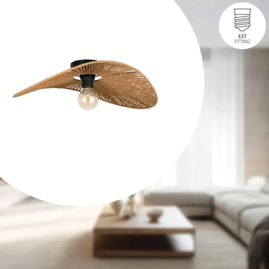 Plafondlampen-EGLO Siruela Plafondlamp - E27 - 56 cm - Papier - Natuur